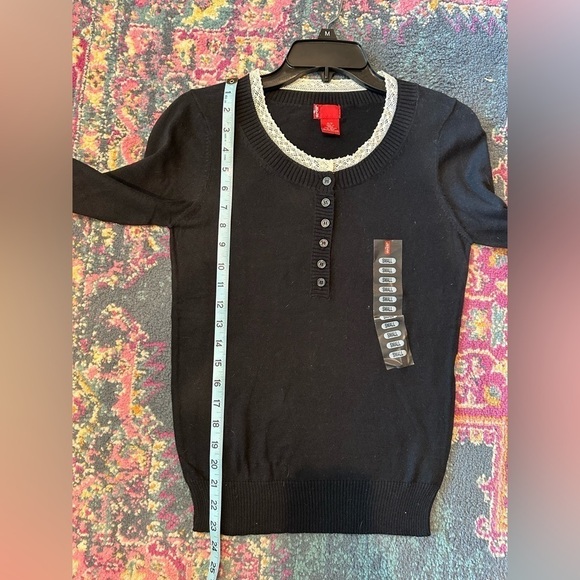 Levi’s Black Sweater with Cream Lace Trim NWT - Picture 6 of 7